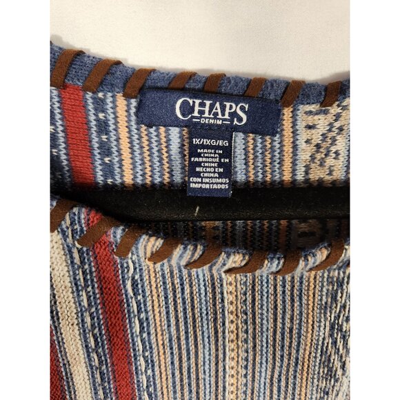 Chaps Denim Womens Plus Sweater Half Sleeve Western Boho Earthfairy Festival 1X - Picture 4 of 5